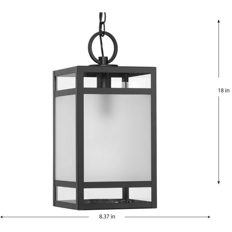 Lanterne suspendue d'extérieur noir mat H 1 po 18 po