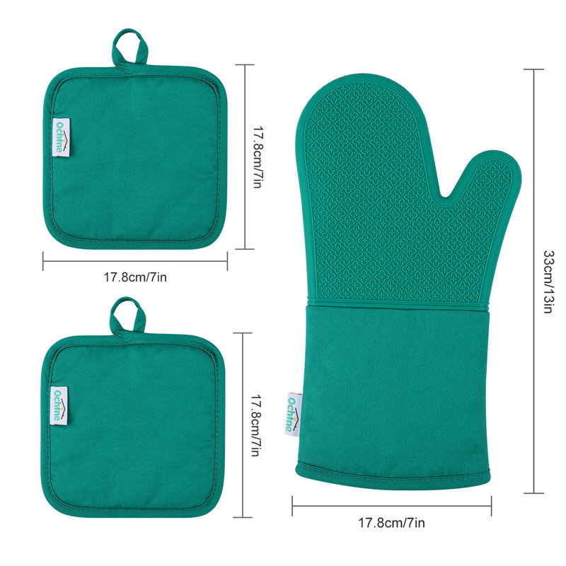 Grand Servico Potholder & Oven Mitt Set, Green