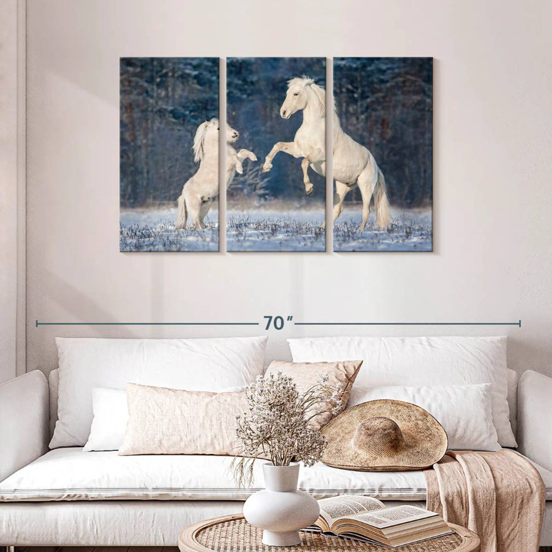 Brampt Winter White Horses, 36" H x 57" W