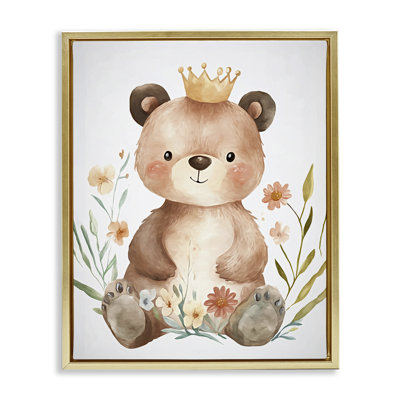 Cadre flottant fantaisiste avec ourson couronné, design par Ramona Murdock