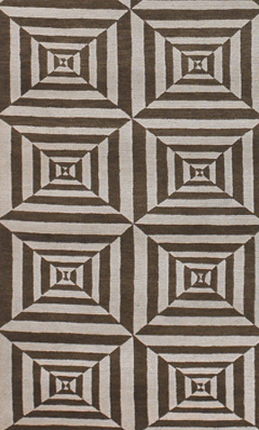 Tapis brun/beige en laine noué à la main Elana