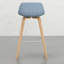 2 tabourets de style moderne épuré, siège en tissu bleu denim, pieds, placage de bois, 2 tabourets de comptoir avec pieds rétro