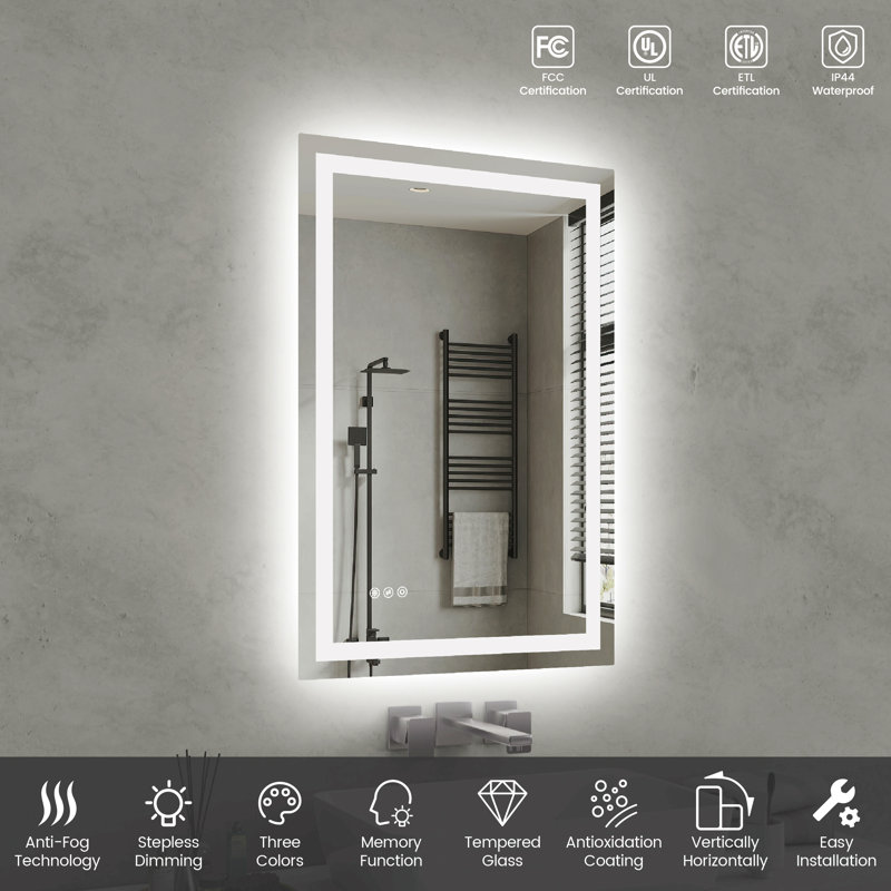 Miroir de salle de bain Led, 36 po x 24 po