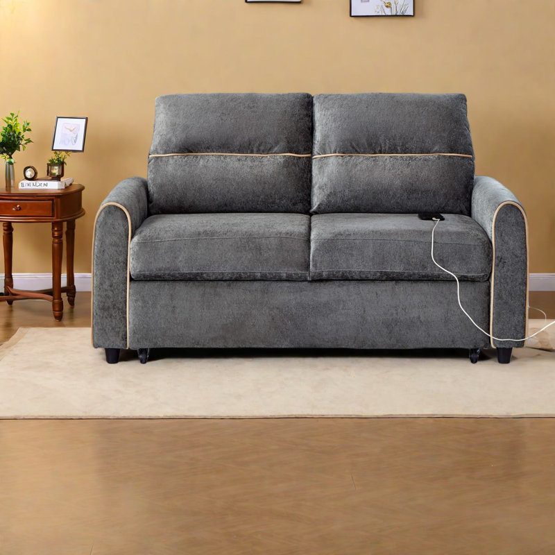 Multifunctional Chenille Sofas, Compact Pull-out Bed With Storage For Modern Living Rooms