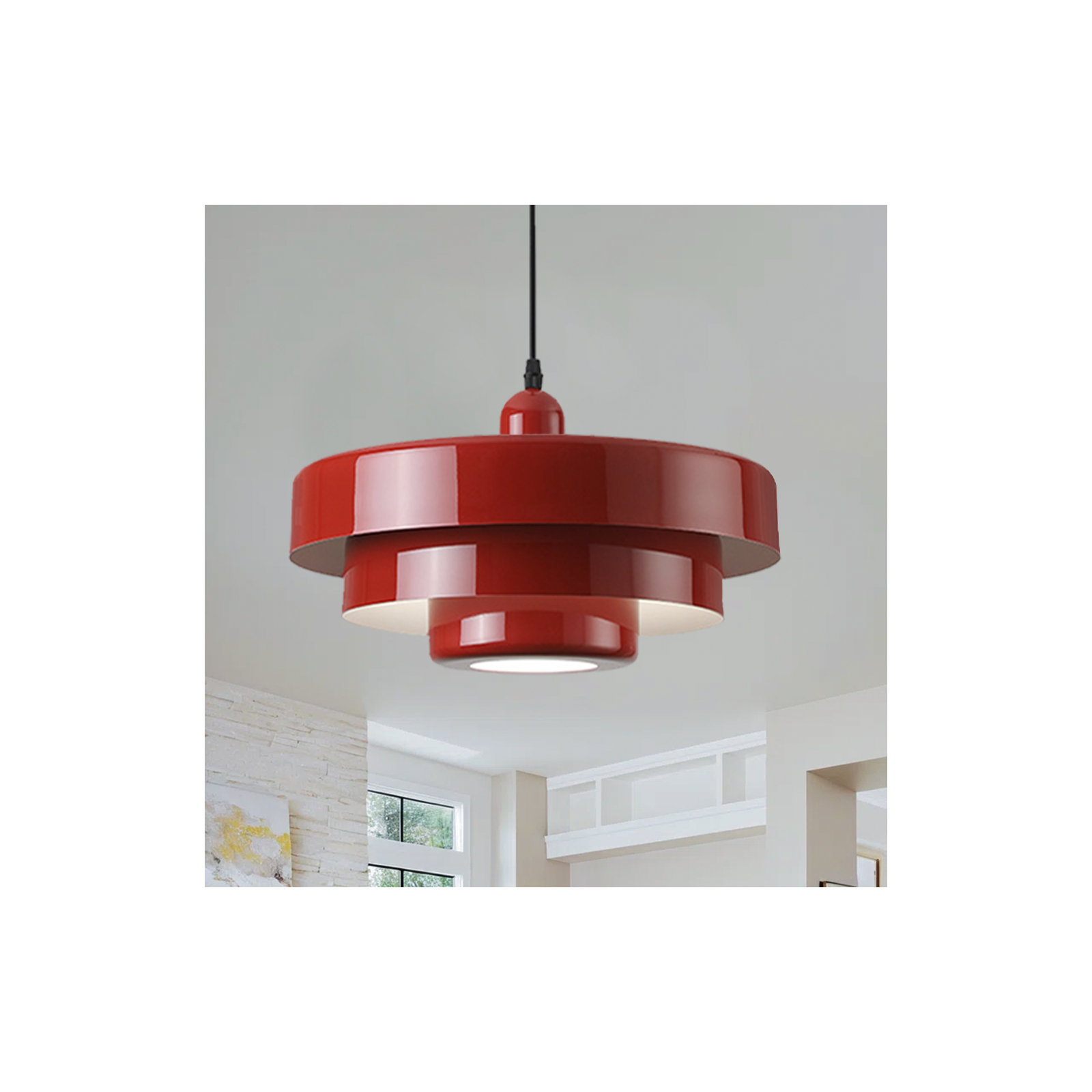 Epone 0 Light Iron Pendant, Red