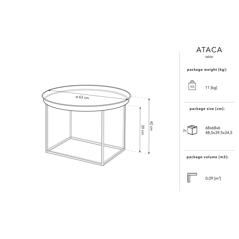 Jahne Frame Coffee Table, 42cm H x 63cm W x 63cm D
