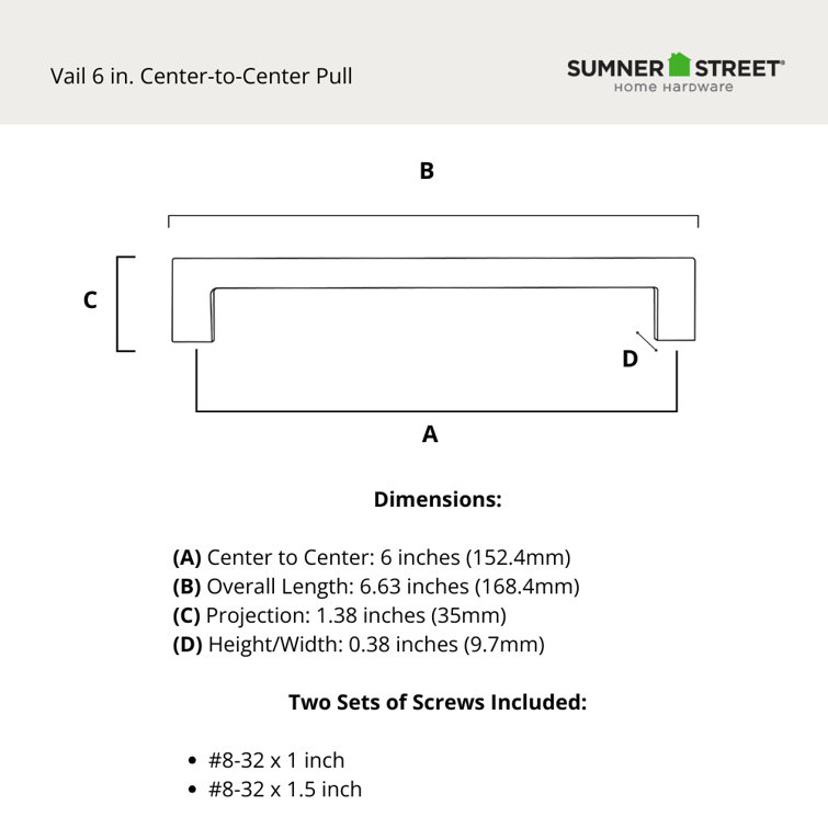 Sumner Street Home Hardware Vail Drawer Pull Center-to-center 6 Inch Satin  Brass for sale online