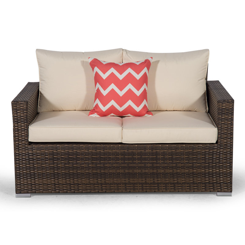 Villalpando 142cm Wide Rectangle Patio Sofa with Cushions