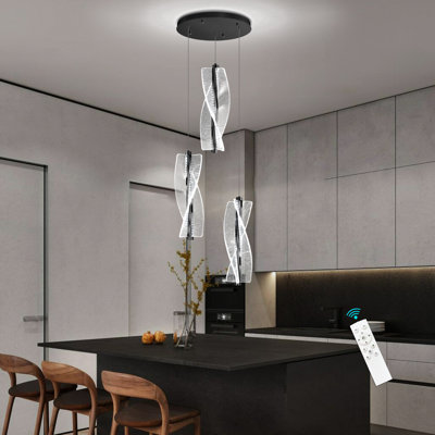 3-light Modern Led Dimmable Acrylic Chandelier Black