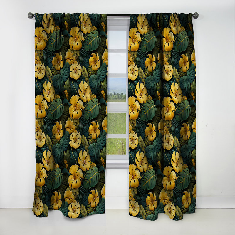 Monstera - motif tropical magique IV - Rideau floral - Rideau occultant floral - 1 panneau, L 52 po x L 84 po