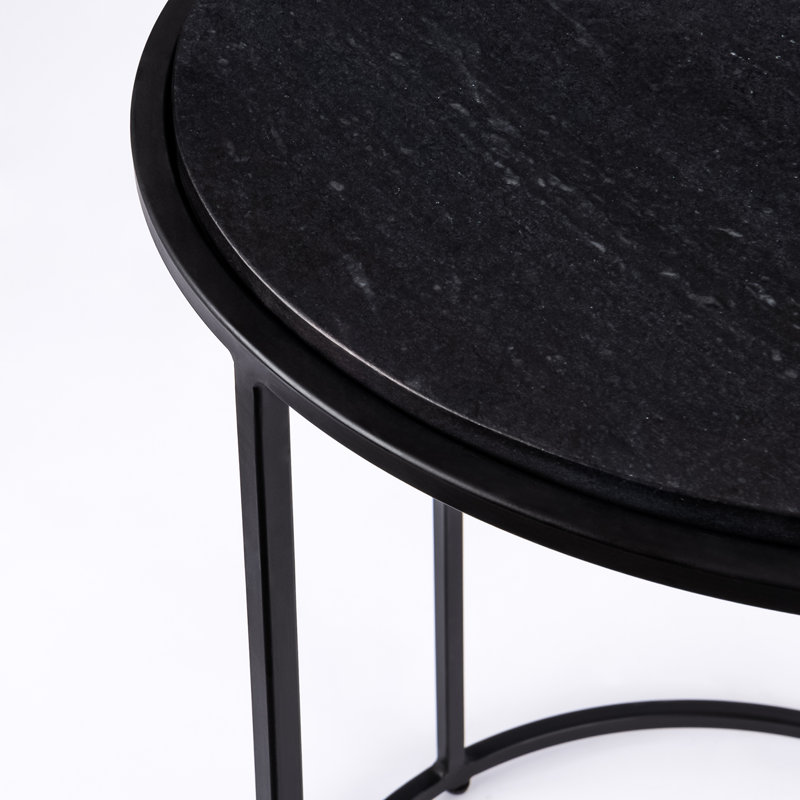Nikelle Marble Top End Table, Black, Black