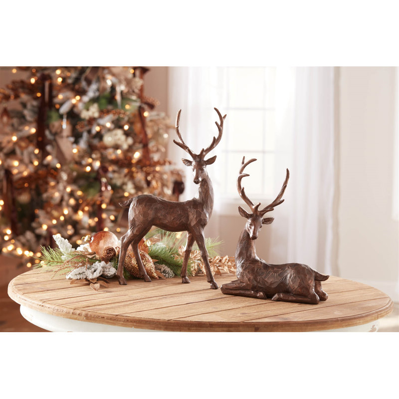Figurine de cerf d'hiver (ensemble de 2)