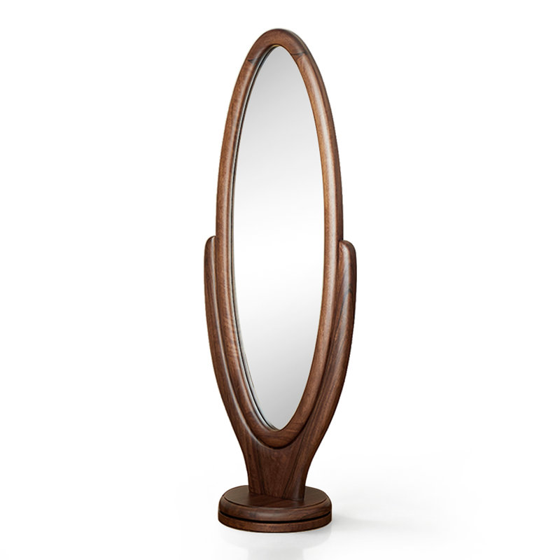 American-Style Vintage Black Walnut Adjustable Full-Length Mirror
