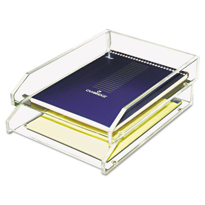 Kantek Clear Acrylic Double Letter Tray Plastic Stackable File Organizer