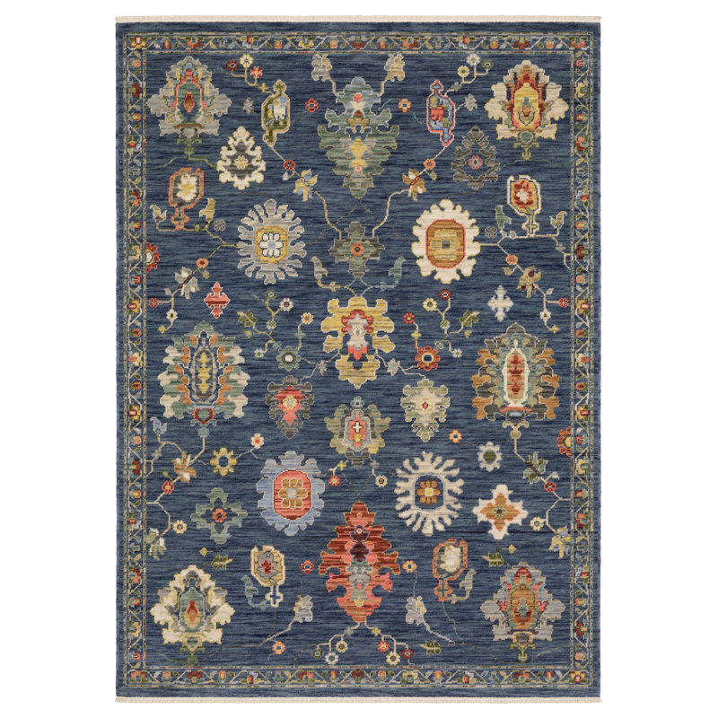 Elleanna Vintage Oriental Blue/ Multi Area Rug, Rectangle 2' x 3'