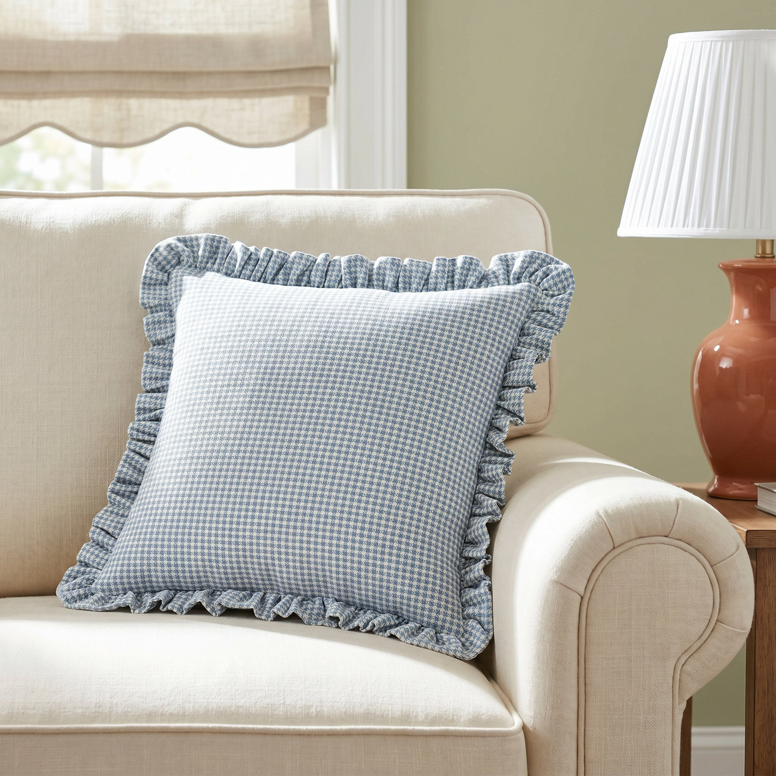20" x 20" Cotton Throw Pillow, Feather, Blue