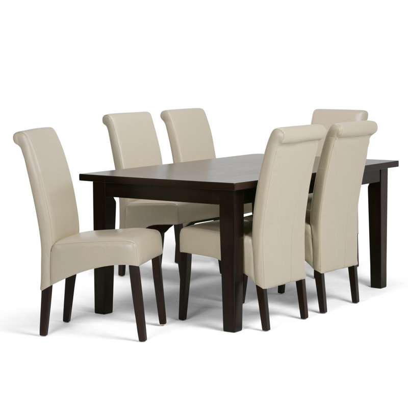 Avalon 7-Piece Contemporary Dining Set with Solid Hardwood Table and 6 Upholstered Chairs, 7-Piece (1 Table, 6 Chairs)