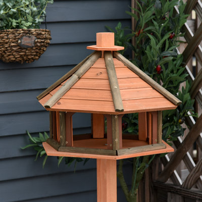 Kira Wood Freestanding Tray Bird Feeder