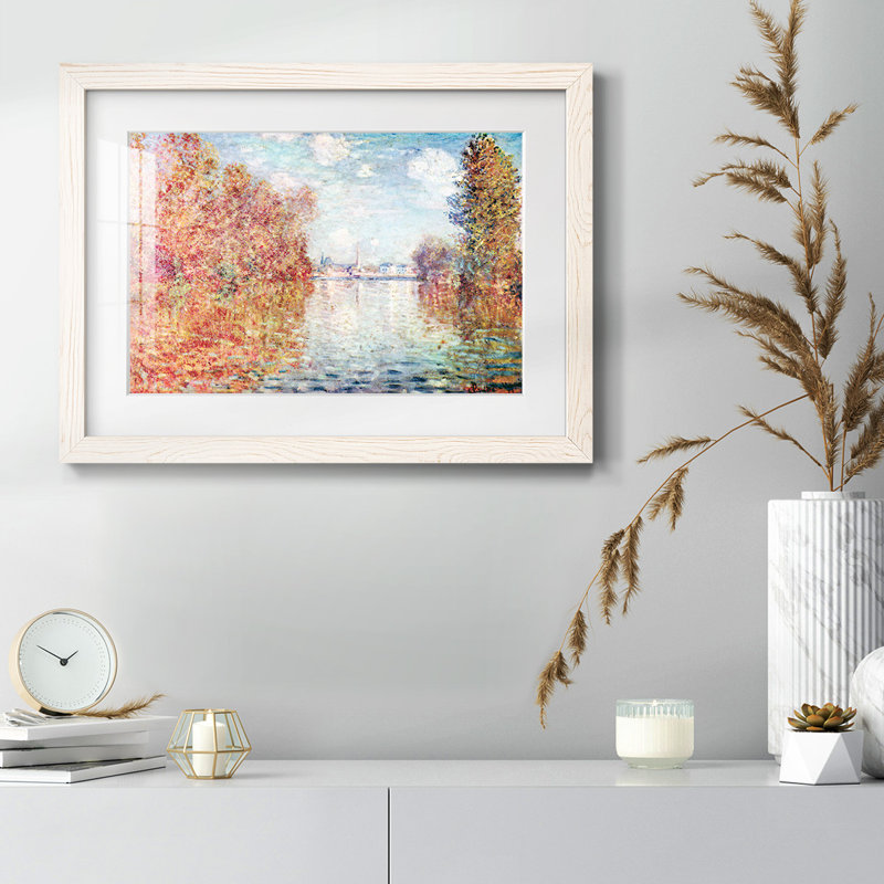 «Autumn in Argenteuil» par Monet, reproduction encadrée rustique avec tableau mat, Blanc, H 14 po x l 20 po x P 1,5 po