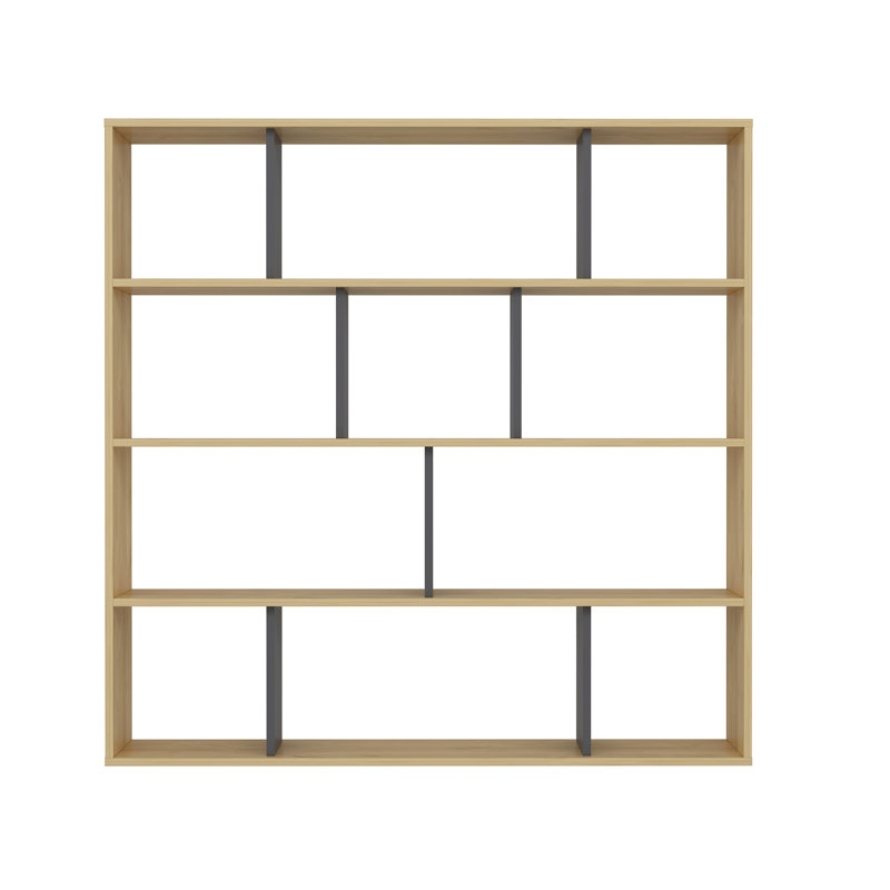 Isaias 145cm H Standard Bookcase, Oak/Anthracite