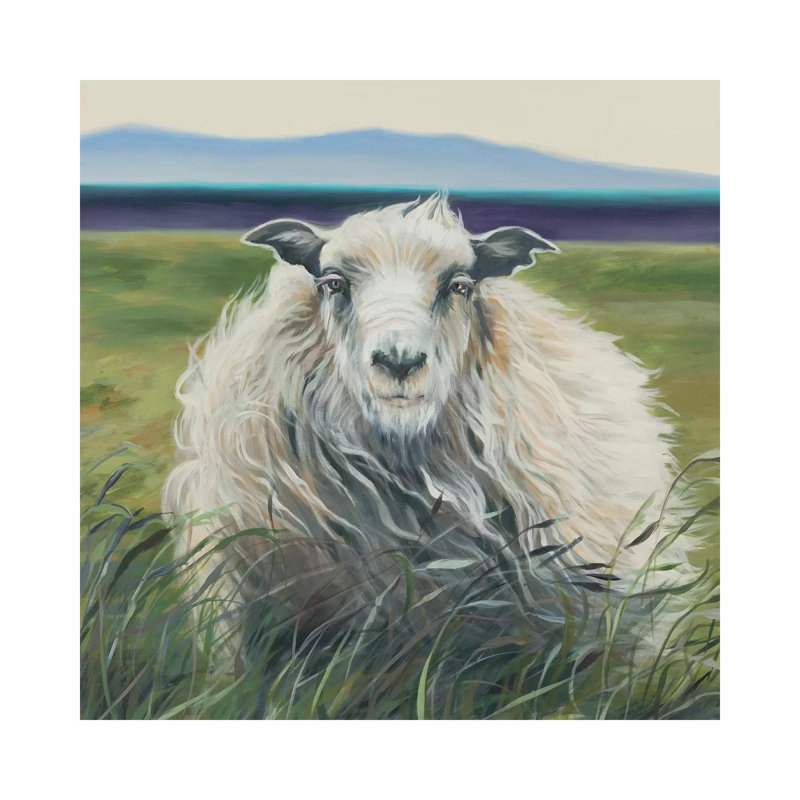 "Homespun (agneau)" par Liz Jardine, reproduction d’art, H 37 po x l 37 po x P 1,5 po, Pas de tapis, Toile tendue