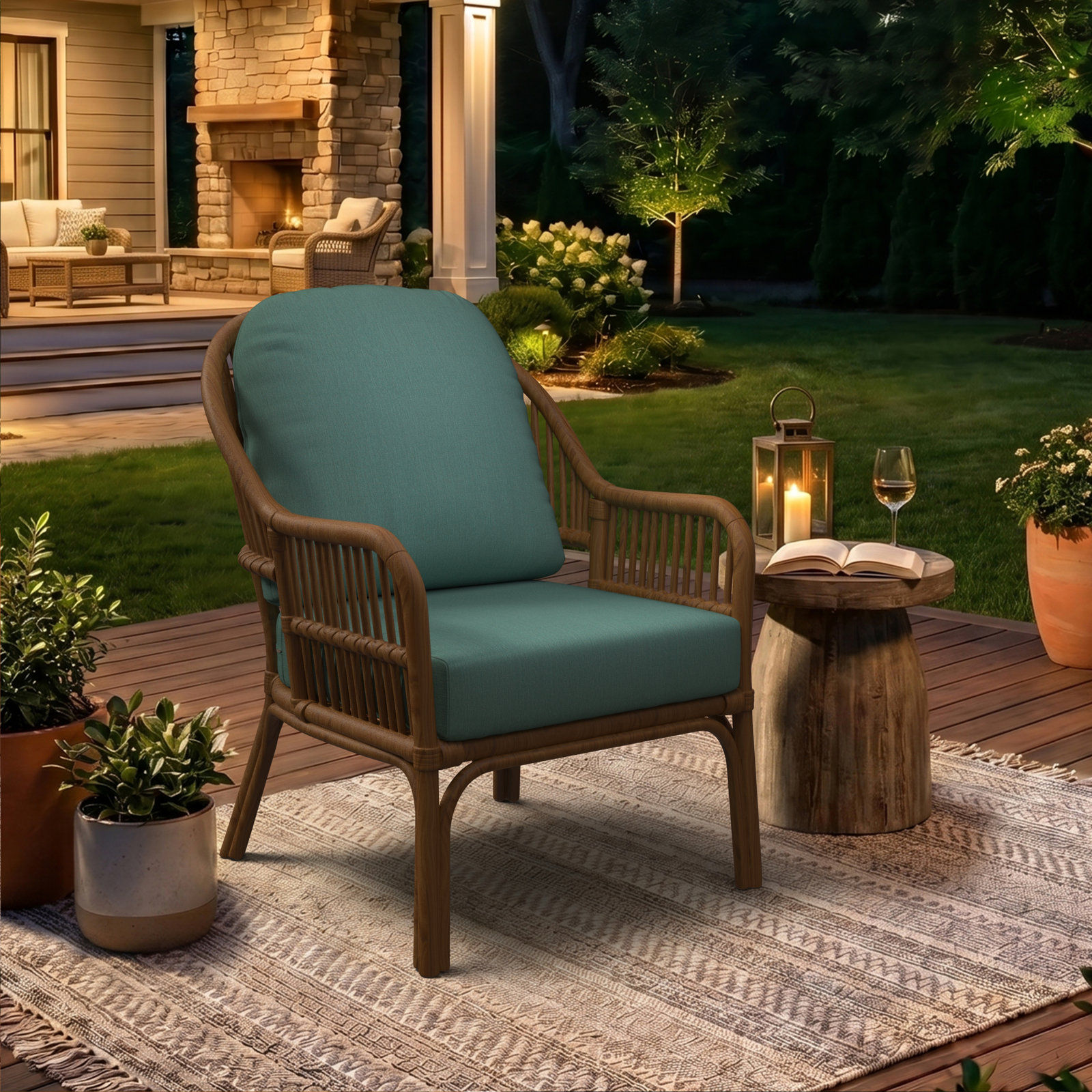 Amala Outdoor Sunbrella® Seat/Back Cushion, Cast Breeze Sunbrella® Plainweave