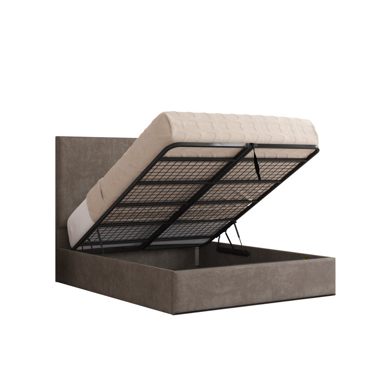 Bibian Upholstered Ottoman Storage Bed, Single (3'), Mole