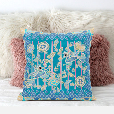 Floral Faux Suede Reversible Throw Pillow