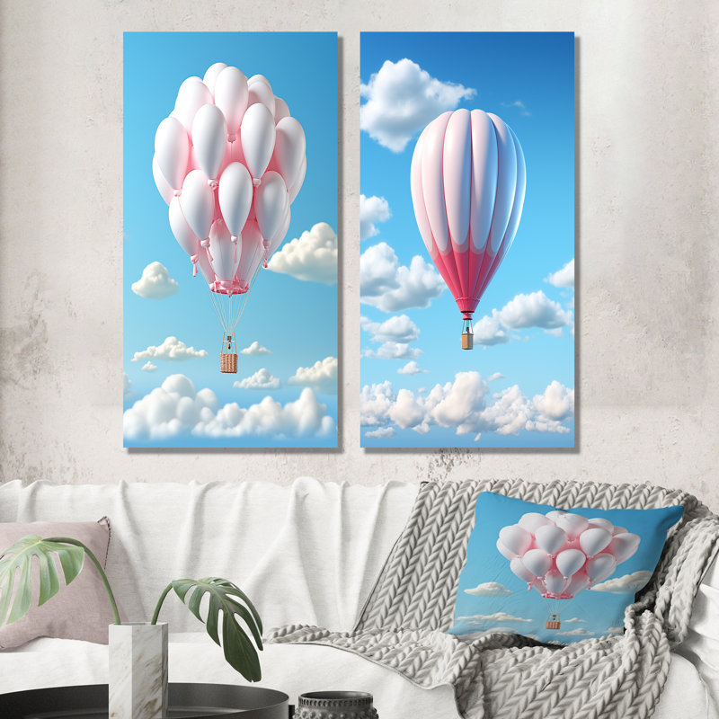 Skyhigh Balloon Whimsy - montgolfière, ensemble de 2 impressions sur métal, H 32 po x l 32 po