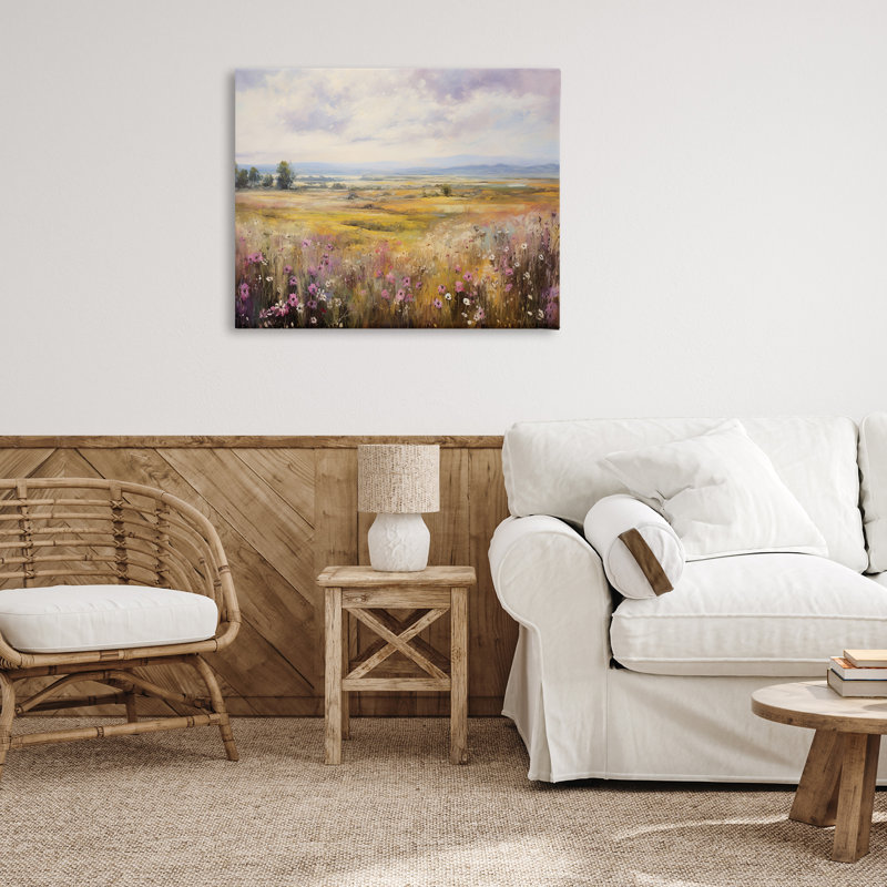Vaste pré avec toile de fleurs subtiles, design par Franklyn Gregory, H 30 po x l 40 po