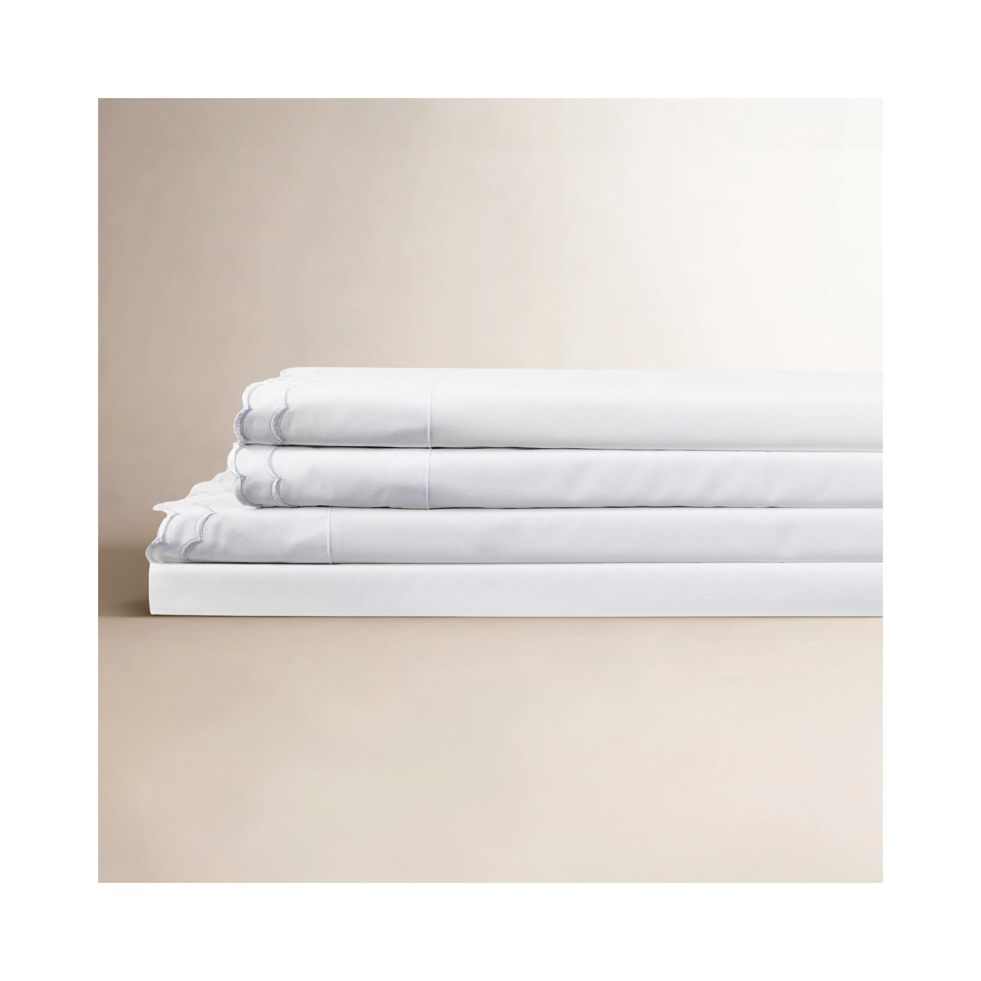 Arli 100% Cotton Percale Sheet Set, White/ White, California King