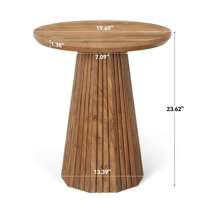 Solid Wood Pedestal End Table