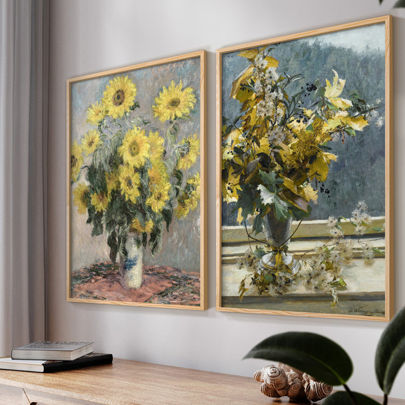 «Vintage Floral XXXIII», 2 pièces, Naturel, H 11 po x l 22 po
