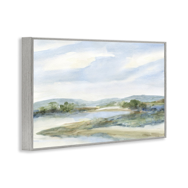 «River Bend Scenery Abstract», estampe numérique sur toile grise, design par Carol Robinson, Estampe numérique Farmhouse