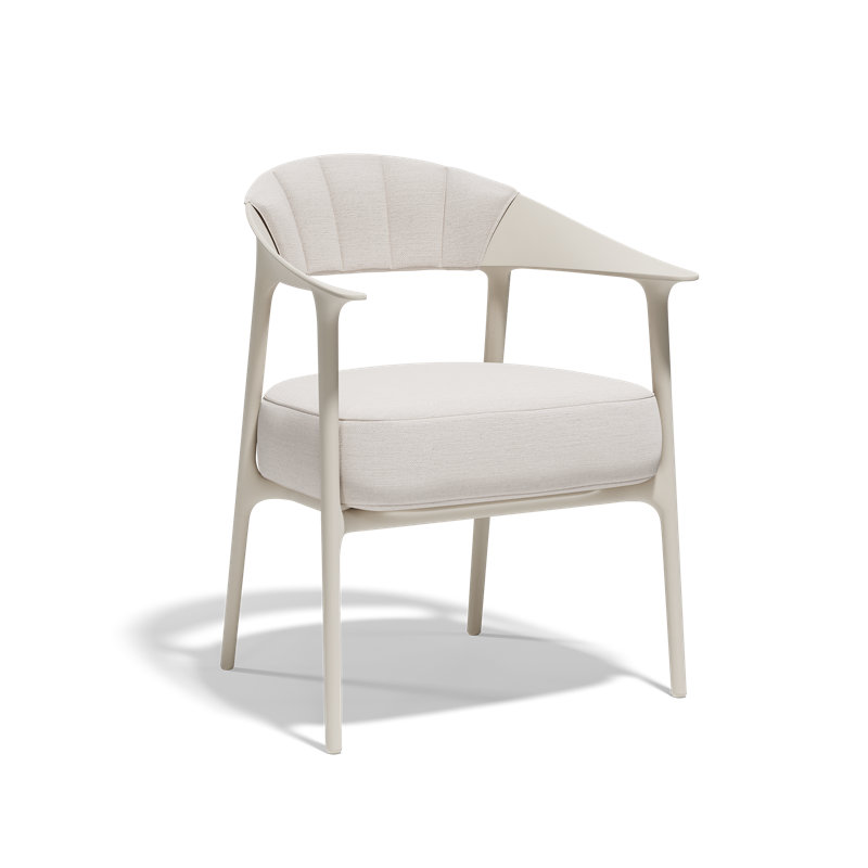 Chaise avec accoudoirs entièrement rembourrée en Afrique, Portonovo écru