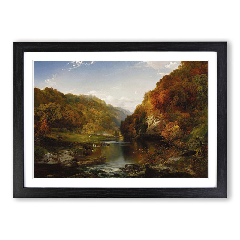 The Hudson River Vol.2 by Thomas Cole - Picture Frame Painting, Black, 27cm H x 36cm W x 2cm D