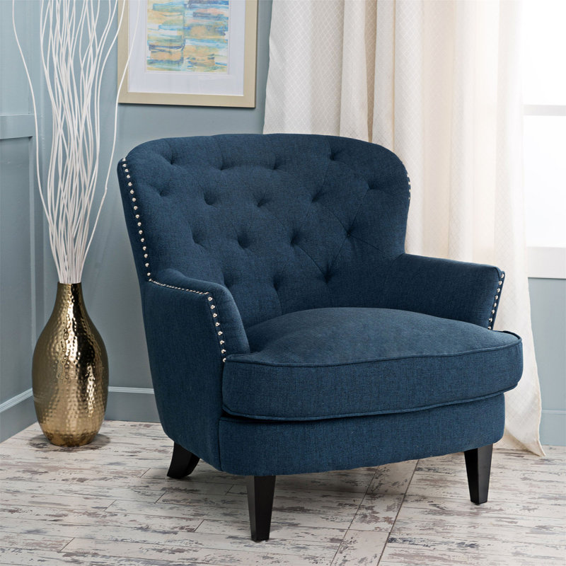 Fauteuil large capitonné 34,6 po Appel, Tissu marine