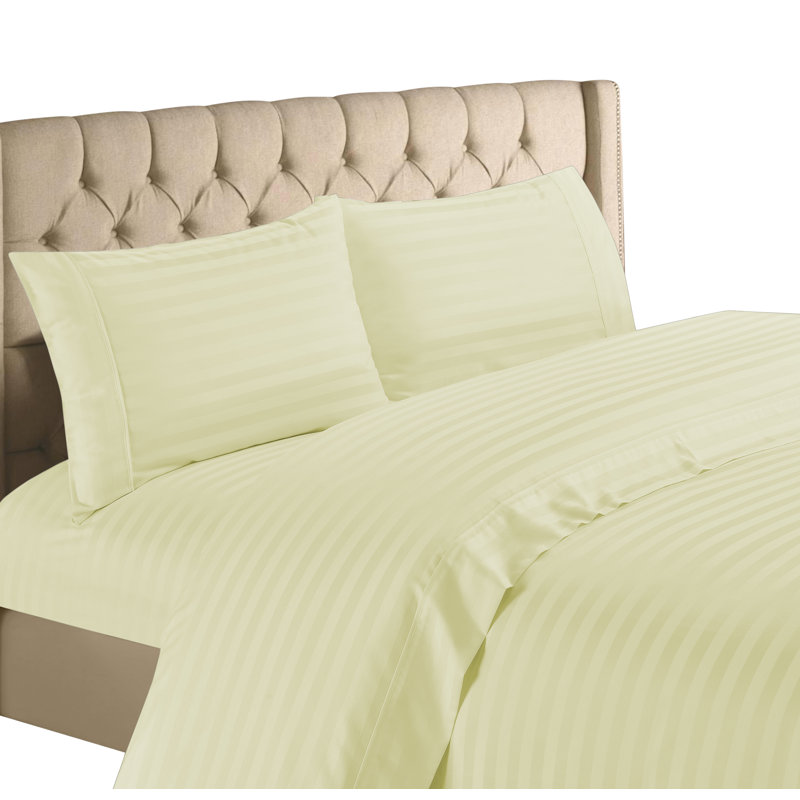Ensemble de draps en mélange de coton 1200 fils Hampton, Ensemble de draps pour très grand lit avec 2 taie, Ivoire