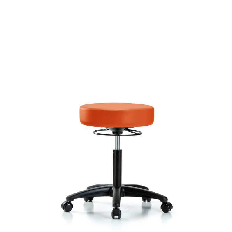 Tabouret de laboratoire à hauteur réglable Phoebe, Roulettes, Orange