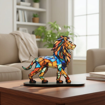 Handcrafted Colorful Metal Wildlife Figurine, Desktop Ornament With Round Base Vibrant Home Decor Gift