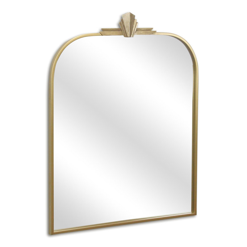 31" Gold Metal Art Deco Arch Accent Mirror