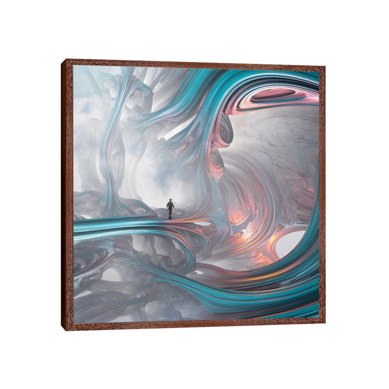 Fractal I - Chloroform by Evgenij Soloviev - Giclee Art Print on Canvas, 45.72 cm H x 45.72 cm W, Brown Floater Framed