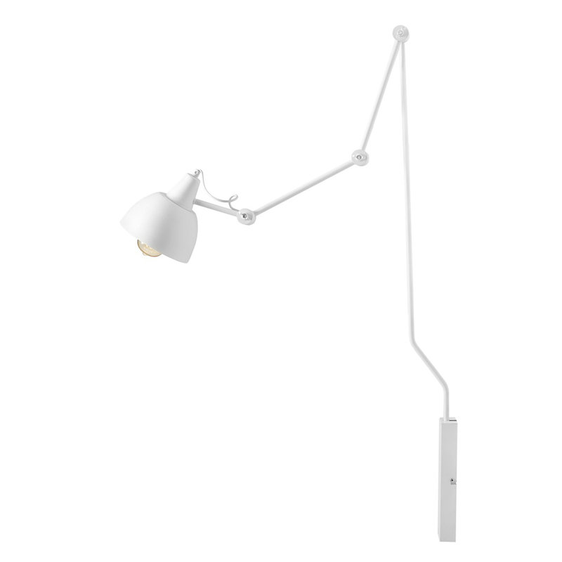Clemence Steel Swing Arm Sconce, White, 150cm H x 100cm W x 17cm D