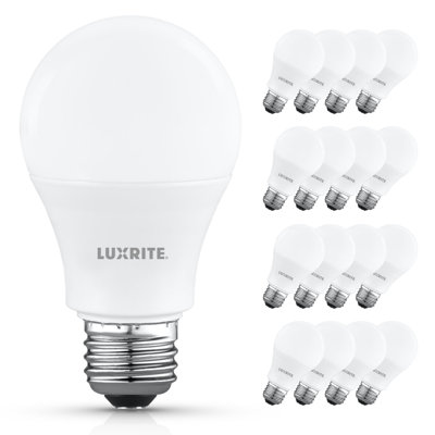 Luxrite A19 LED Light Bulb 9.5W=75W 5000K Bright White 1100LM Non-Dimmable Standard LED Light Bulbs E26 Enclosed Fixture Rated Damp Rated, ETL 16 Pack