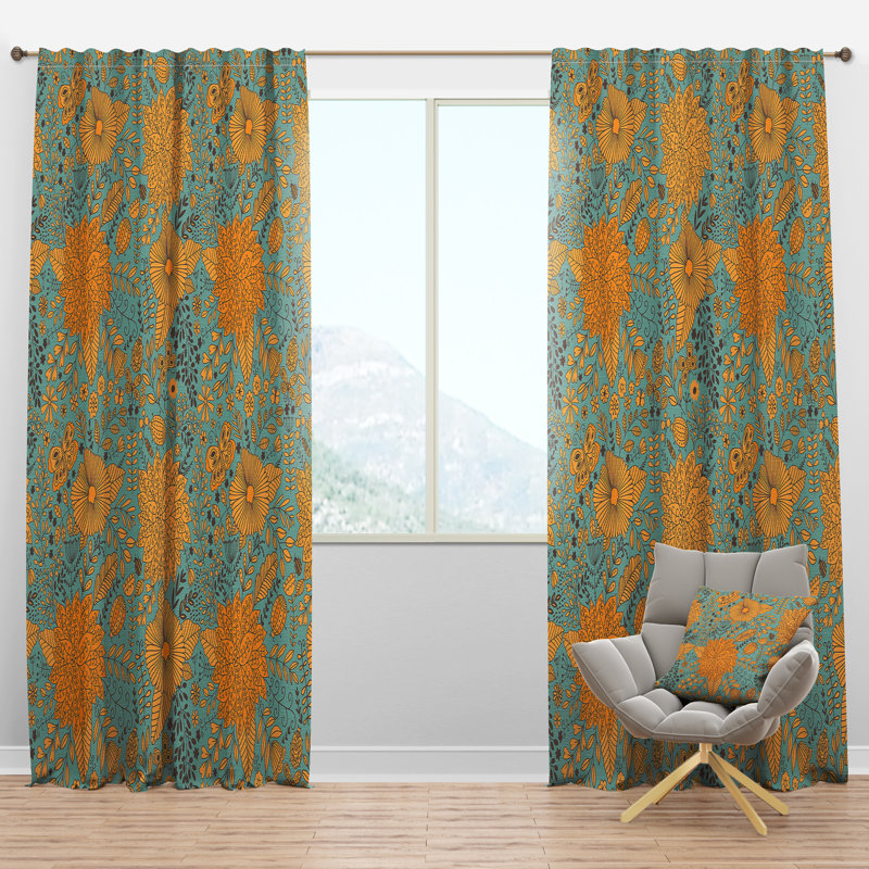Motif floral texture botanique - rideau en velours bohémien - obscurcissant - 1 panneau, l 52 po x L 120 po