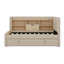Lit de jour simple rembourré avec lit gigogne, cadre de lit d'angle doux avec lit gigogne escamotable et tablettes de rangement-1045585514