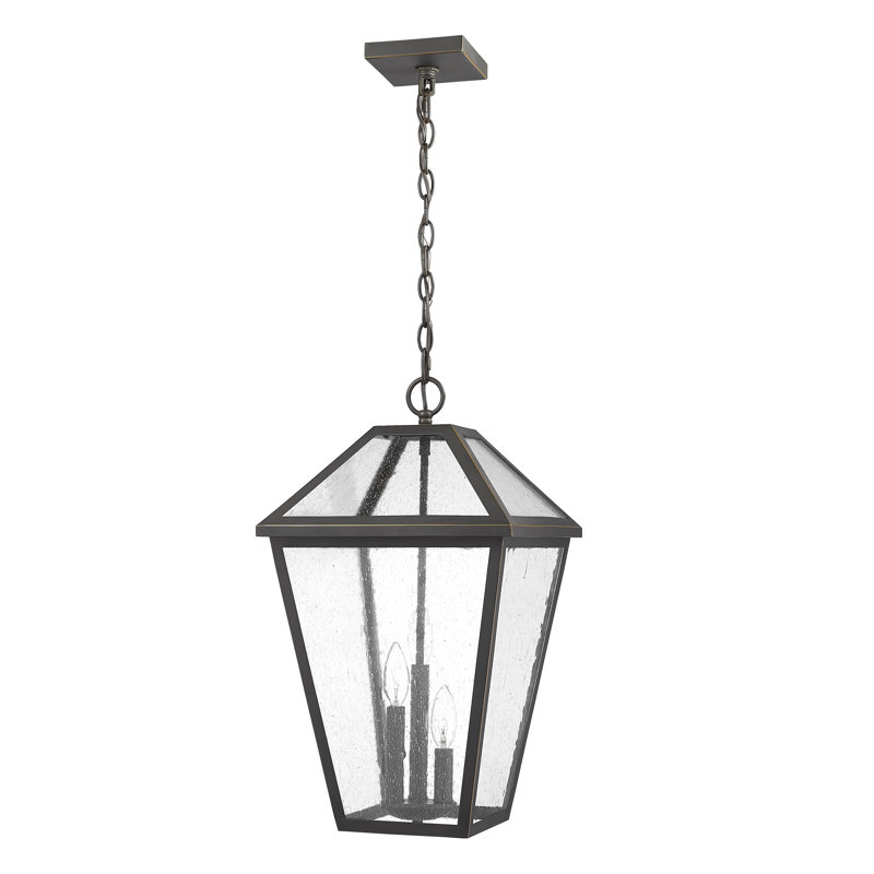 Lanterne suspendue d'extérieur 3 lumières Swerve, Bronze huilé, Grainé, H 21,5 po x l 12,25 po x P 12,25 po