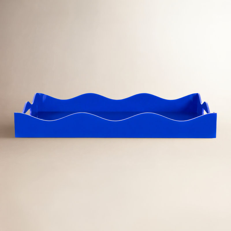 Plateau en acrylique avec poignées, Bleu