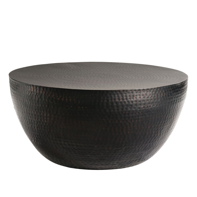 Mella 32 Inch Metal Hammered Coffee Table