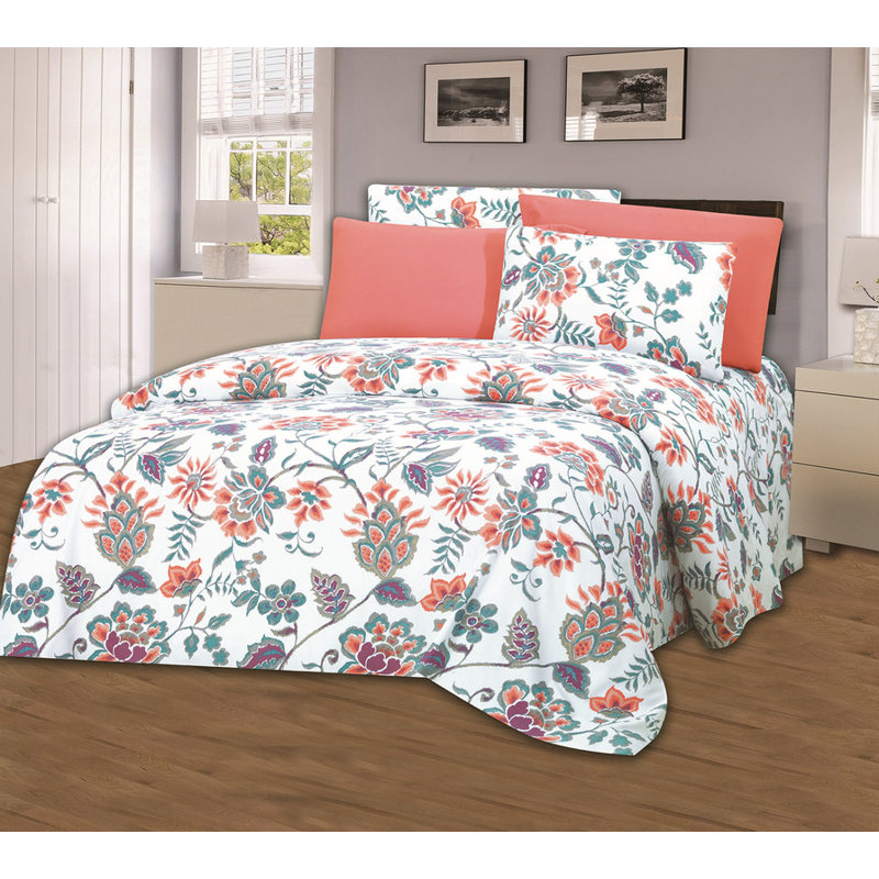 Microfiber Floral Sheet Set, Full Sheet Set with 5 Additional Pieces